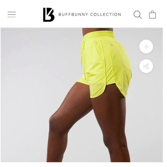 EUC BuffBunny high waisted lime neonish yellow green Tiki flo shorts sz: M - Picture 2 of 11